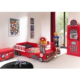 LUCEVI - Carbeds Peuter Fire Truck bed + Lattenbodem + Gas Pump Kast - Rood - 90x200cm