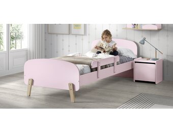 LUCEVI - Kiddy bed + Nachtkastje + Uitvalbeveiliging - Roze - 90x200 cm