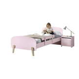LUCEVI - Kiddy bed + Nachtkastje + Uitvalbeveiliging - Roze - 90x200 cm