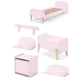 LUCEVI - Kiddy bed + Nachtkastje + Hangplankjes + Uitvalbeveiliging + Speelkoffer - Roze - 90x200 cm