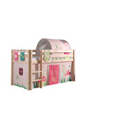 LUCEVI - Pino Halfhoogslaper + Ladder + Spring Gordijntjes + 3 Zakjes + Spring Tunnel - Bruin - 90x200 cm