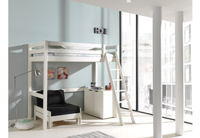 LUCEVI - Pino Mezzanine bed + Commode 2 deuren + Slaapfauteuil - Wit - 90x200 cm