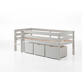 LUCEVI - Pino Halfhoogslaper H85CM + Ladder + Set van 3 Laden - Wit - 90x200 cm