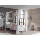 LUCEVI - Amori hemelbed + Lattenbodem + Bedlinnen + Rolbed - Wit - 90x200 cm