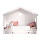 LUCEVI - Amori 91 Huisbed Met Rug + Lattenbodem + Rolbed + Uitvalbeveiliging - Wit - 90x200 cm