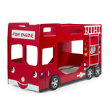 LUCEVI - Carbeds Fire Truck Stapelbed + 2x Matras - rood - 90x200 cm