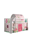 LUCEVI - Pino Halfhoogslaper + Ladder + Spring Gordijntjes + 3 Zakjes + Spring Tunnel - Wit - 90x200 cm