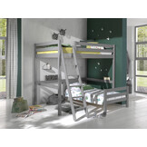 LUCEVI - Pino Mezzanine bed 140x200 cm + Ladder + Bed 90x200 cm - Grijs