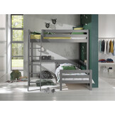 LUCEVI - Pino Mezzanine bed 140x200 cm + Ladder + Bed 90x200 cm - Grijs