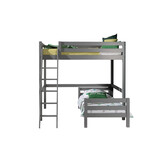 LUCEVI - Pino Mezzanine bed 140x200 cm + Ladder + Bed 90x200 cm - Grijs