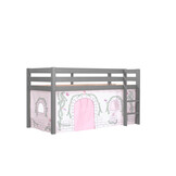 LUCEVI - Pino Halfhoogslaper H115CM + Ladder + Birdy Gordijntjes - Grijs - 90x200 cm