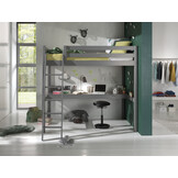 LUCEVI - Pino Mezzanine bed + Ladder + Bureau - Grijs - 140x200 cm