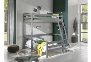 LUCEVI - Pino Mezzanine bed 90x200 cm + Ladder + Bed 90x200 cm - Grijs