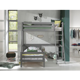 LUCEVI - Pino Mezzanine bed 90x200 cm + Ladder + Bed 90x200 cm - Grijs