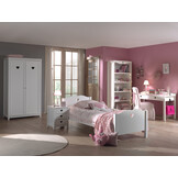 LUCEVI - Amori bed + Nachtkastje + 2 Deurs Kleerkast + Bureau + Boekenkast - Wit - 90x200 cm