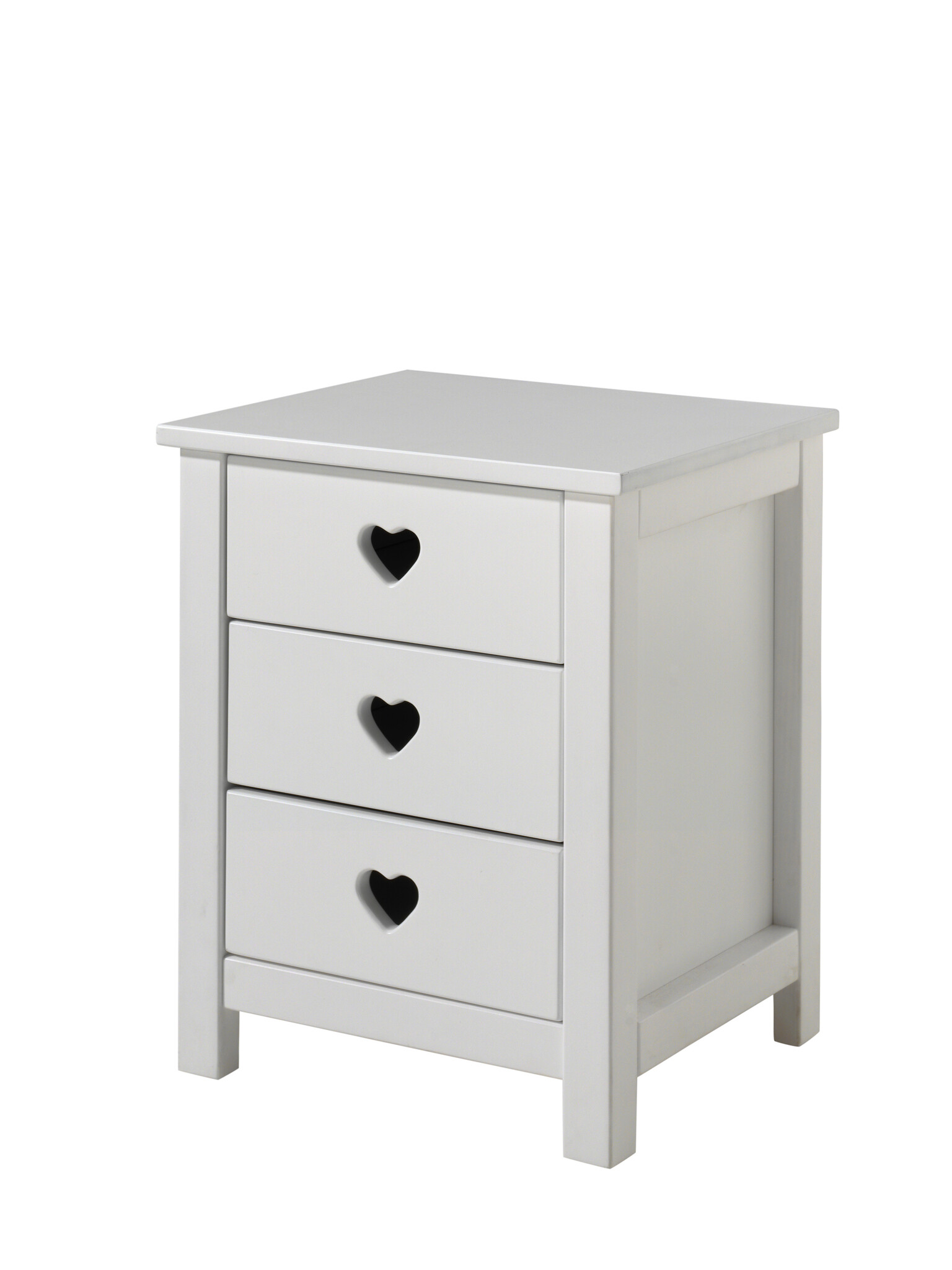 LUCEVI - Amori bed + Lattenbodem + Nachtkastje + 3 Deurs Kleerkast - Wit - 90x200 cm