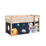 LUCEVI - Pino Halfhoogslaper + Ladder + Space Gordijntjes - Bruin - 90x200 cm