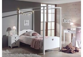 LUCEVI - Amori hemelbed + Nachtkastje - Wit - 90x200 cm