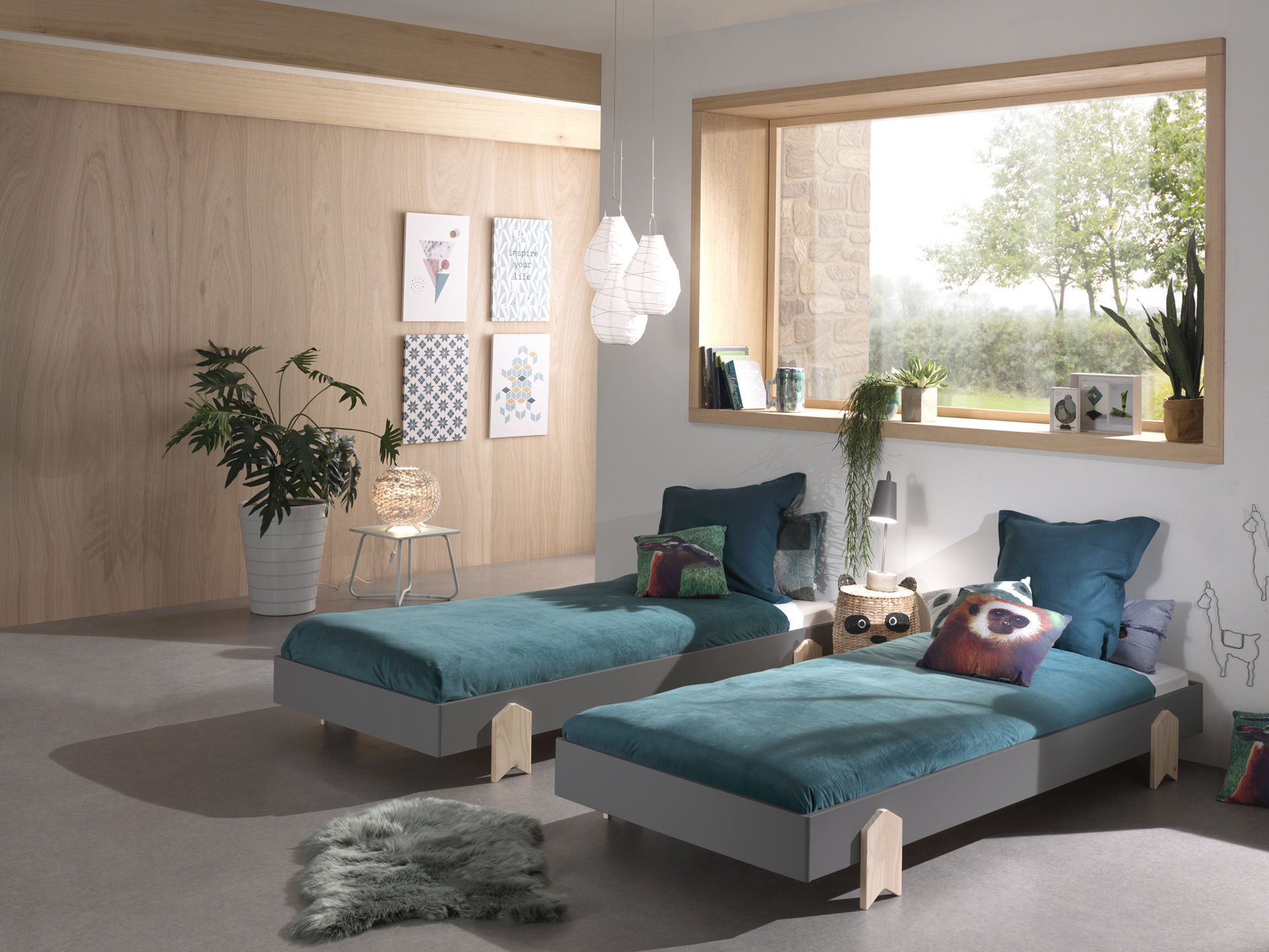 LUCEVI - Modulo Pijl Stapelbare bedden - 2 stuks - Grijs - 90x200 cm