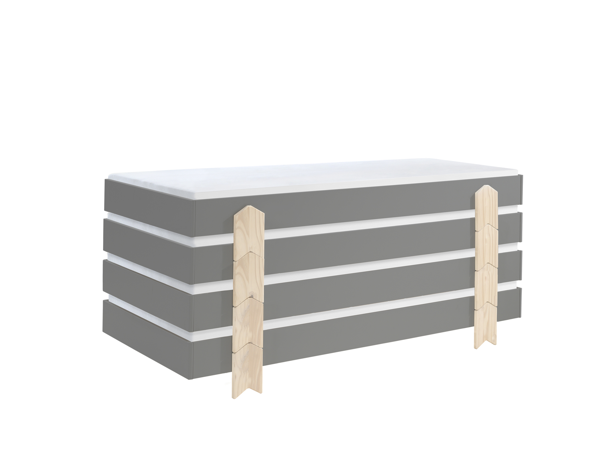 LUCEVI - Modulo Pijl Stapelbare bedden - 4 stuks - Grijs - 90x200 cm