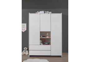 LUCEVI - Kiddy 3 Deurs Kleerkast 190x133x55cm - Wit