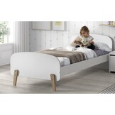 LUCEVI - Kiddy bed + 2 Deurs Kleerkast + Nachtkastje + Bureau + Boekenkast - Wit - 90x200 cm
