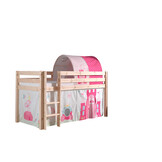 LUCEVI - Pino Halfhoogslaper + Ladder + Princess Gordijntjes + Princess Tunnel - Bruin - 90x200 cm