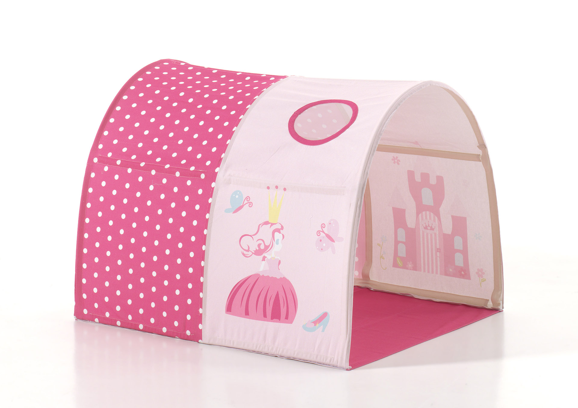 LUCEVI - Pino Halfhoogslaper + Ladder + Princess Gordijntjes + Princess Tunnel - Bruin - 90x200 cm