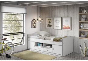 LUCEVI - Bonny Kajuitbed + Lattenbodem - Wit - 90x200 cm