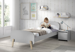 LUCEVI - Kiddy bed + Nachtkastje + Hangplankjes - Cool Grey - 90x200 cm