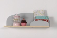 LUCEVI - Kiddy bed + Nachtkastje + Hangplankjes - Cool Grey - 90x200 cm