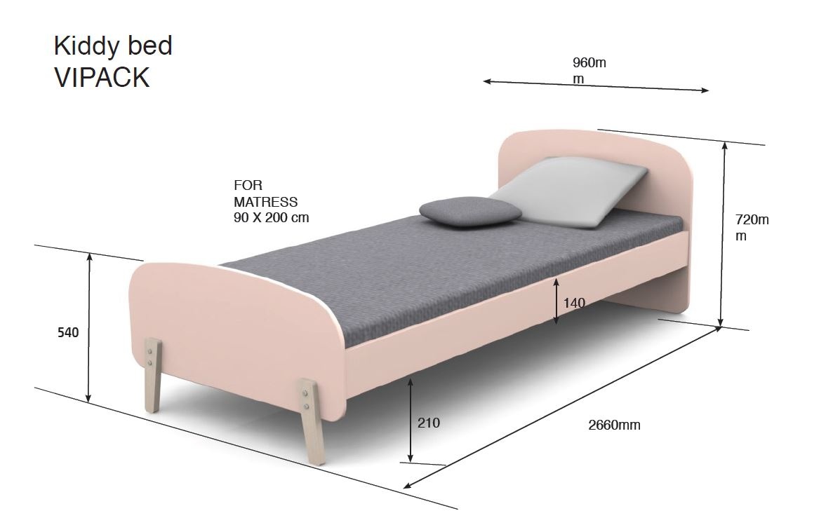 LUCEVI - Kiddy bed + Nachtkastje + Hangplankjes - Cool Grey - 90x200 cm