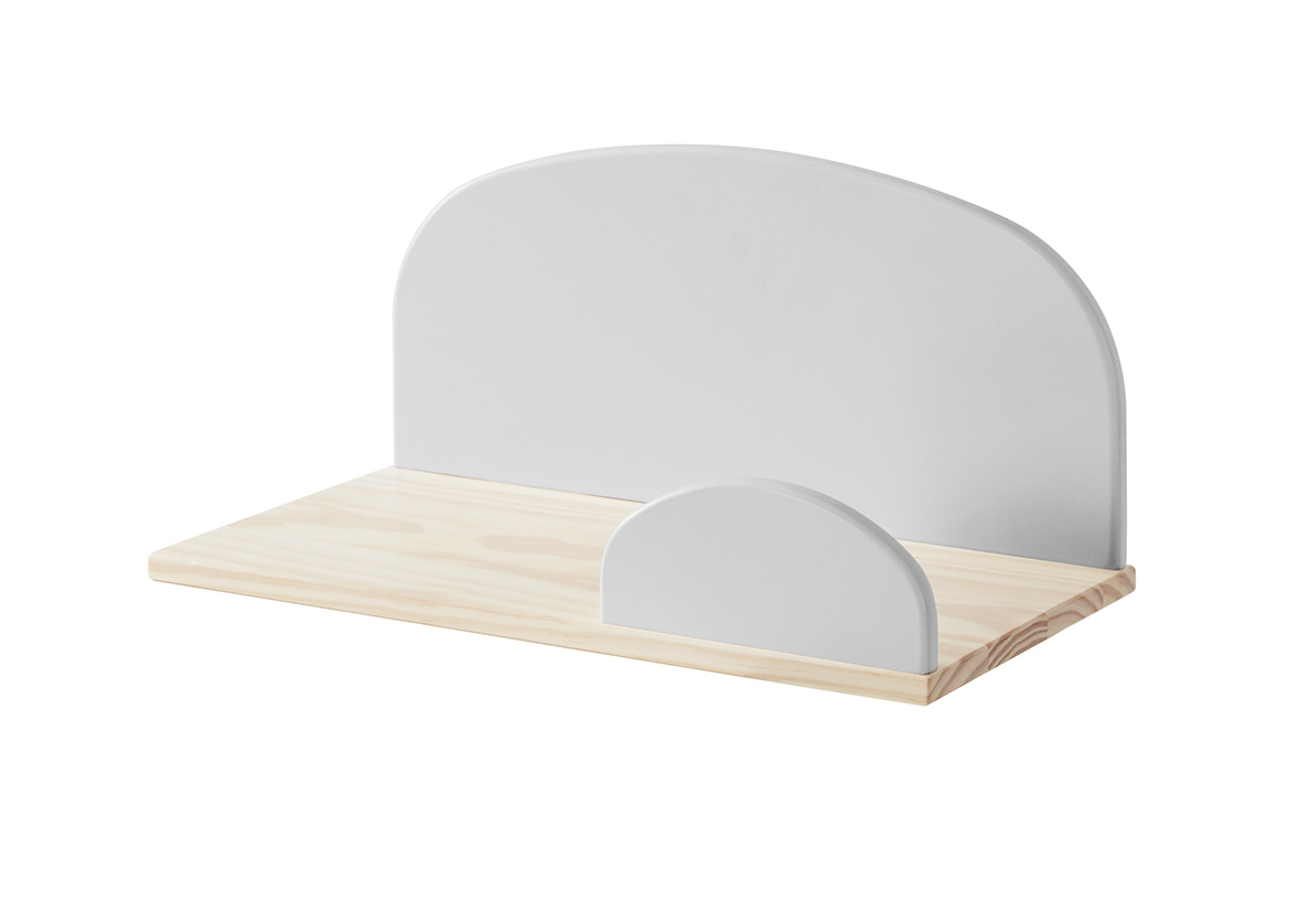 LUCEVI - Kiddy bed + Nachtkastje + Hangplankjes - Cool Grey - 90x200 cm