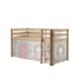 LUCEVI - Pino Halfhoogslaper + Ladder + Birdy Gordijntjes - Bruin - 90x200 cm