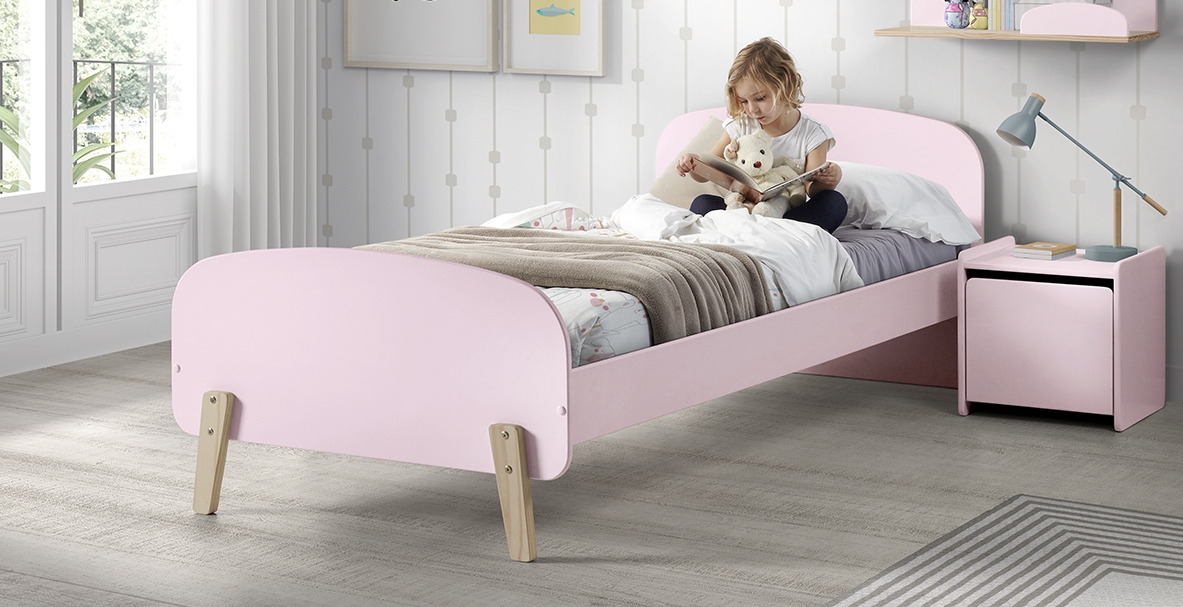 LUCEVI - Kiddy bed + Nachtkastje - Roze - 90x200 cm