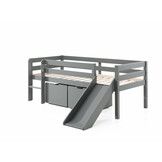 LUCEVI - Pino Halfhoogslaper H85CM + Glijbaan + Ladder + Set van 2 Laden - Grijs - 90x200 cm