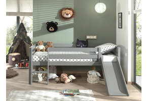 LUCEVI - Pino Halfhoogslaper met Glijbaan 90x200cm - Grijs - H85CM