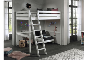LUCEVI - Pino Mezzanine Bed + Ladder + Slaapfauteuil - Wit - 140x200 cm