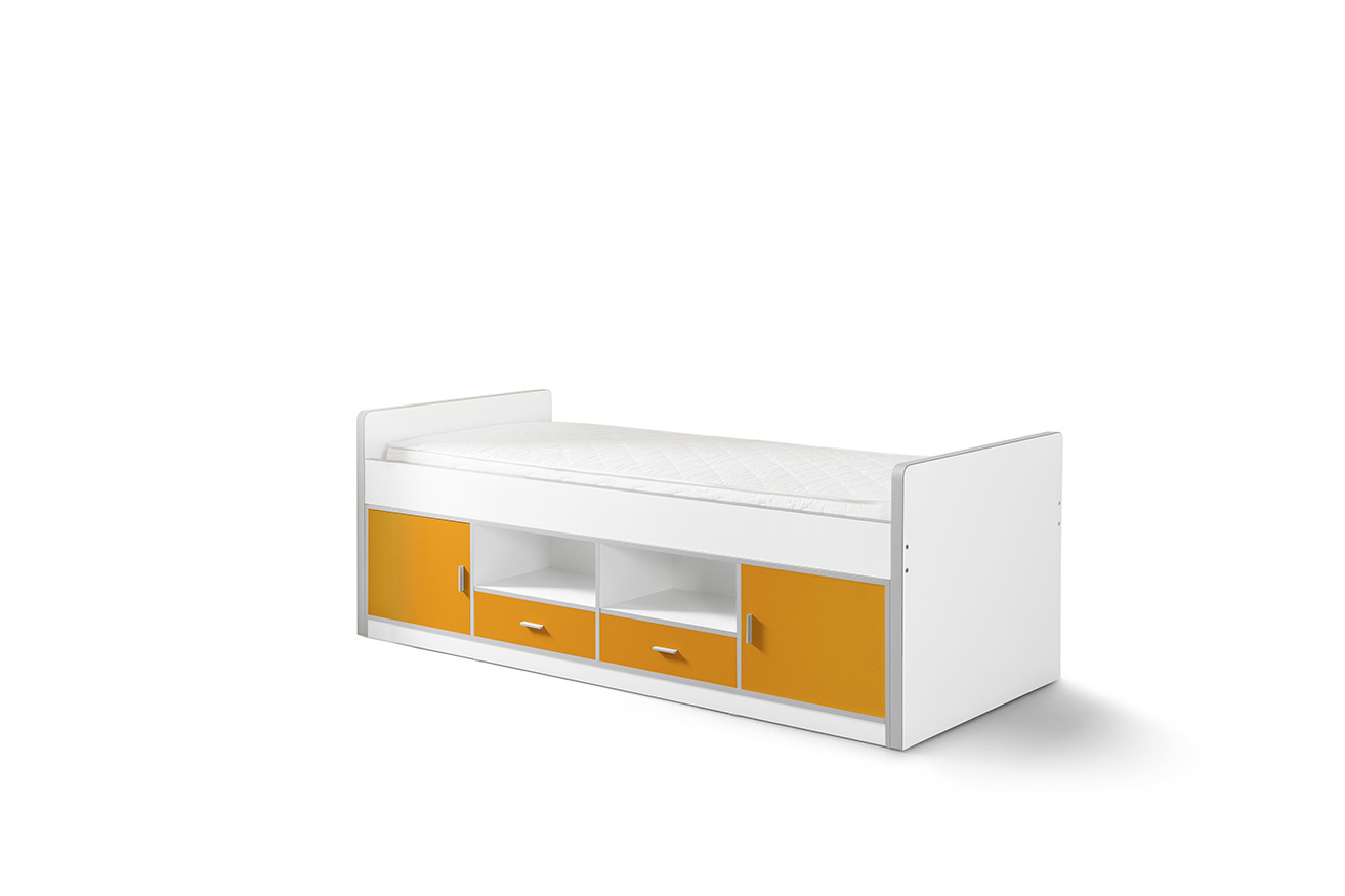 LUCEVI - Bonny Kajuitbed + Lattenbodem - Oranje - 90x200 cm