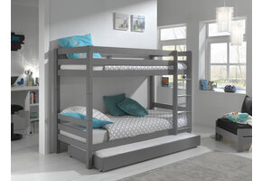 LUCEVI - Pino Stapelbed H160CM + Rolbed - Grijs - 90x200 cm