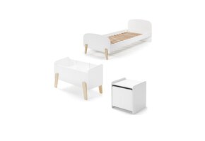 LUCEVI - Kiddy bed + Nachtkastje + Speelkoffer - Wit - 90x200 cm