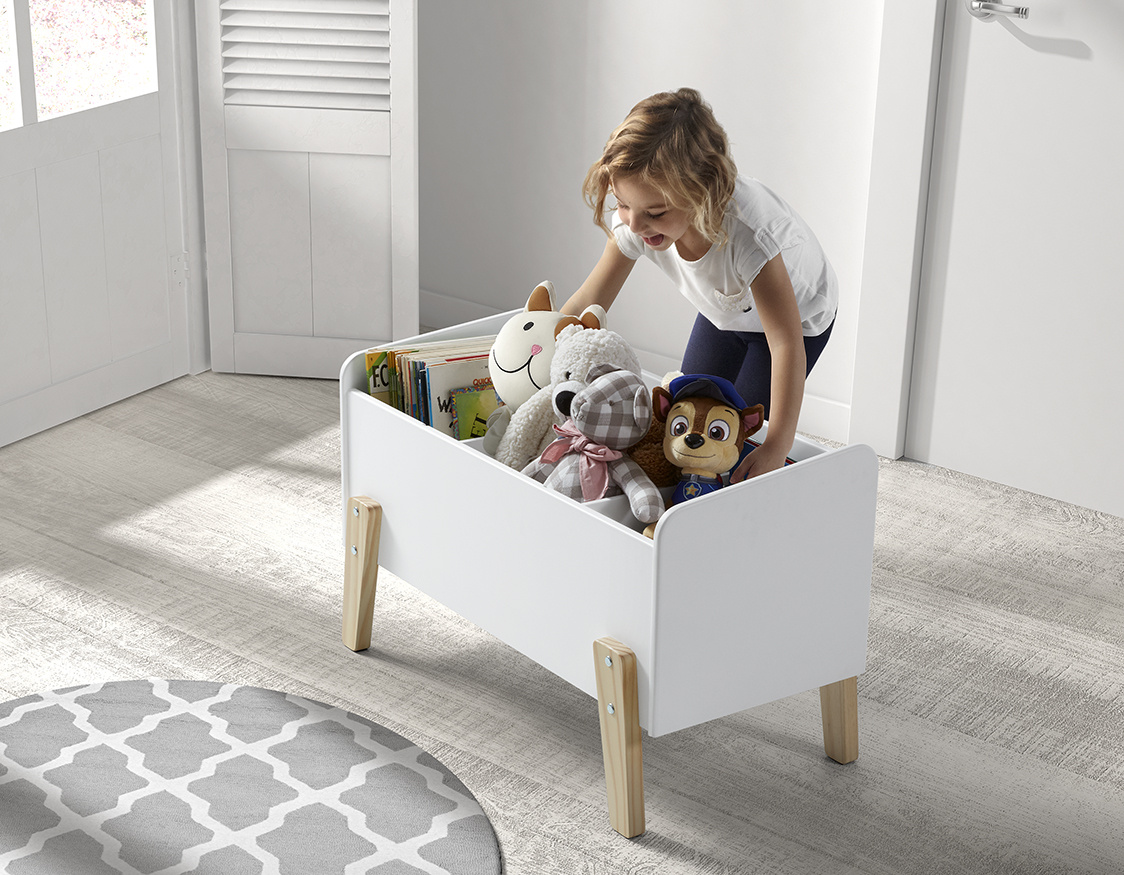 LUCEVI - Kiddy bed + Nachtkastje + Speelkoffer - Wit - 90x200 cm