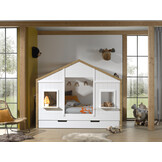 LUCEVI - Babs 90 Huisbed + Rolbed - Wit - 90x200 cm