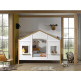 LUCEVI - Babs 90 Huisbed + Rolbed - Wit - 90x200 cm