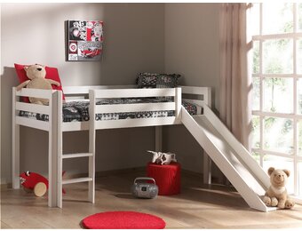 LUCEVI - Pino Halfhoogslaper met Glijbaan 90x200cm - Wit - H115CM