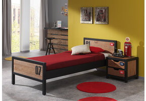 LUCEVI - Alex bed + Nachtkastje - Bruin - 90x200 cm
