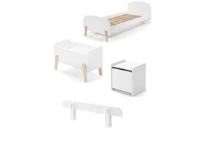 LUCEVI - Kiddy bed + Nachtkastje + Uitvalbeveiliging + Speelkoffer - Wit - 90x200 cm
