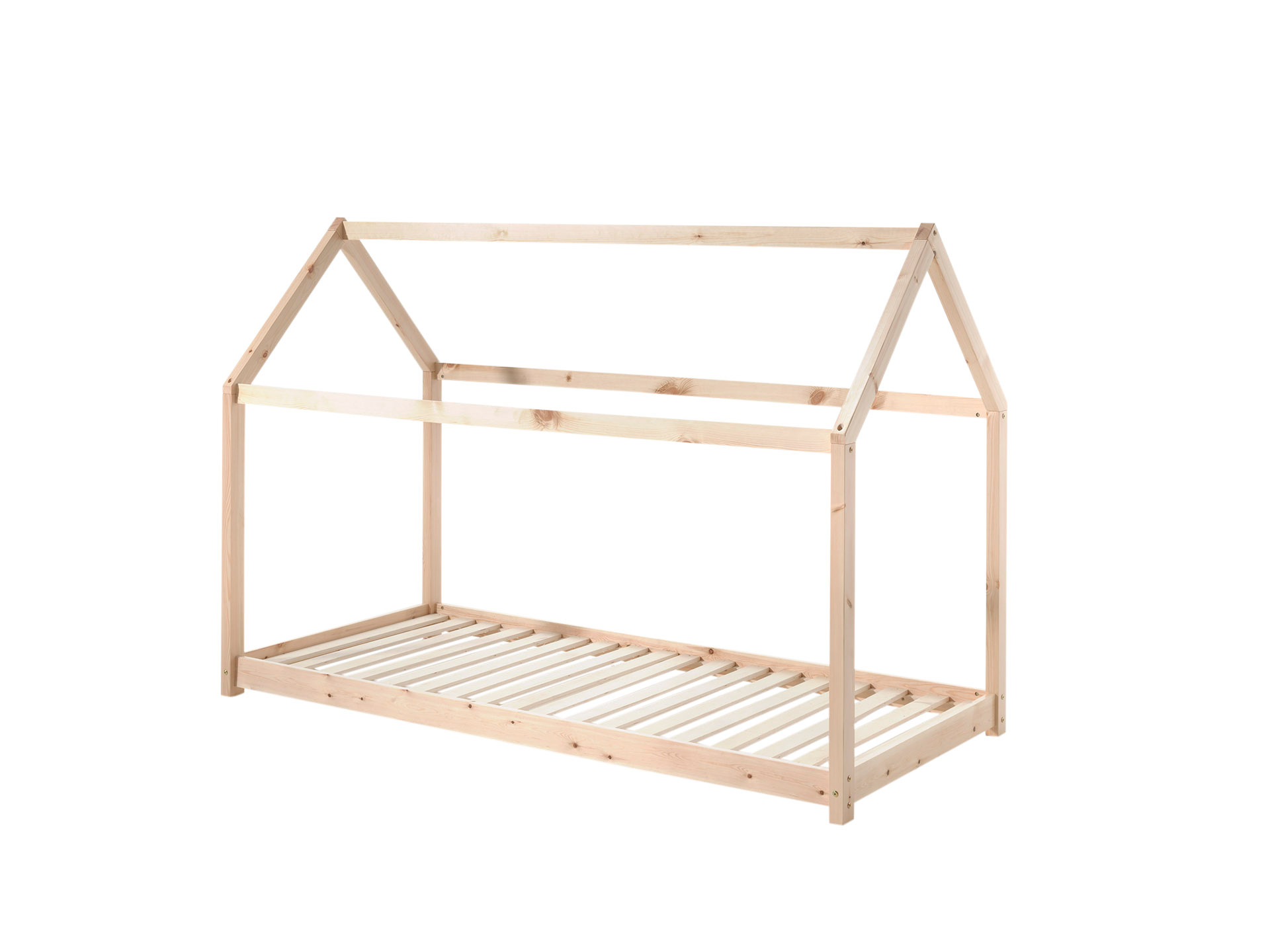 LUCEVI - Cabane bed + Lattenbodem + Matras - Bruin - 90x200x10 cm