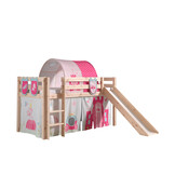 LUCEVI - Pino Halfhoogslaper + Ladder + Glijbaan + Princess Gordijntjes + 3 Zakjes + Princess Tunnel - Bruin - 90x200 cm