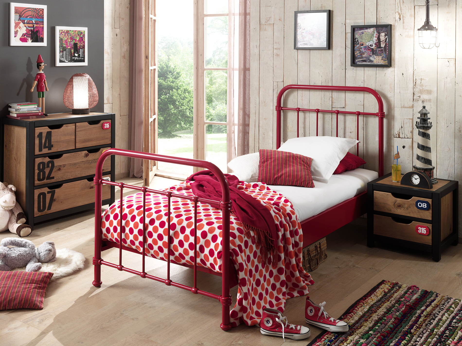 LUCEVI - New York Bed 90x200cm - Rood